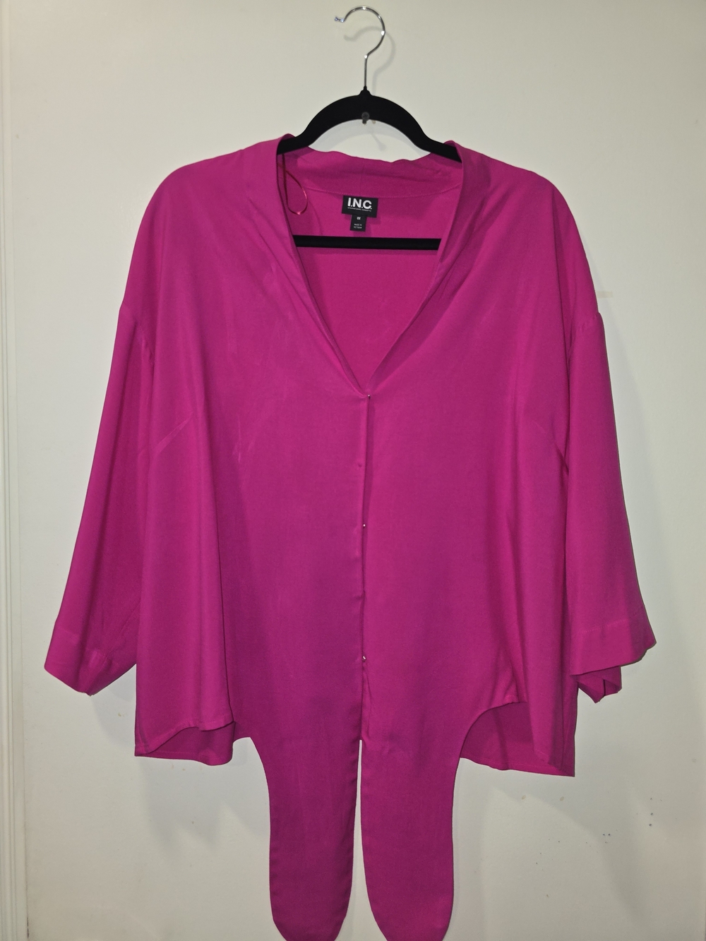 INC International Concepts Fuchsia Snap-Front Blouse